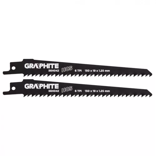 GRAPHITE Lame pentru ferăstrău pentru orizontală, HCS, 150x19x1.25mm, 6TPI, set, 2buc. (56H042)