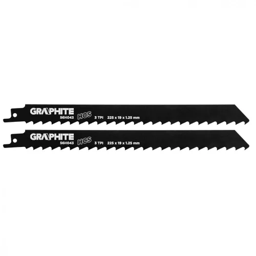 GRAPHITE Lame pentru ferăstrău pentru orizontală, HCS, 225x19x1.25mm, 3TPI, set, 2buc. (56H043)