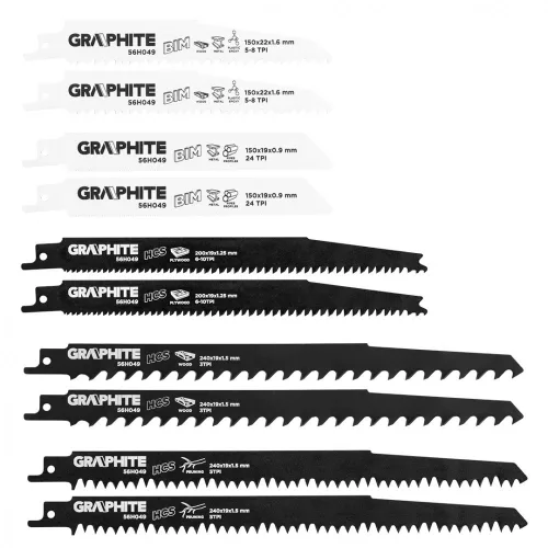 GRAPHITE Set lame pentru ferăstrău pentru orizontală, HCS/BIM, 10buc. (56H049)