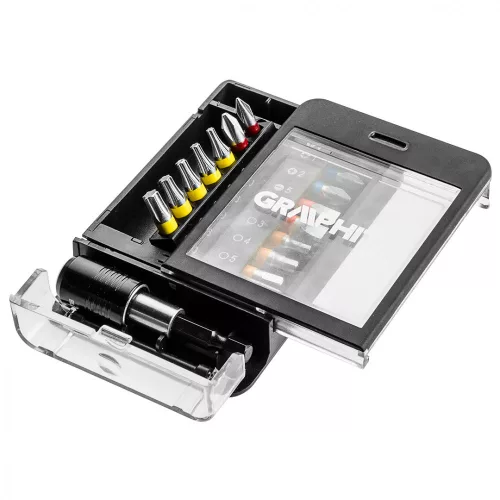 GRAPHITE Set de biți de șurubelniță, 15 buc., biți 14mm - 8 buc., suport magnetic pentru biți 1 buc. (56H616)