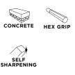GRAPHITE Daltă ascuțită hexagonală, auto-ascuțită, 17x280 mm (57H574)