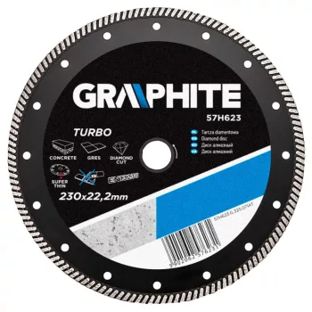 GRAPHITE Disc diamantat 230MM TURBO SUBȚIRE (57H623)