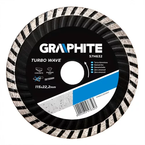 GRAPHITE Disc diamantat 115MM TURBO CU RĂCIRE (57H632)