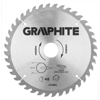   GRAPHITE Fierăstrău circular cu dinți din carbura de tungsten, 190x30mm, 40 de dinți (57H670)