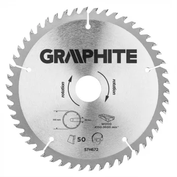   GRAPHITE Fierăstrău circular cu dinți din carbura de tungsten, 190x30mm, 50 de dinți (57H672)