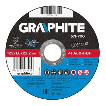   GRAPHITE Disc de tăiere pentru metal 125x1,6x22mm, 41 A60-T-BF (57H700)