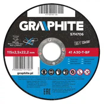   GRAPHITE Disc de tăiere pentru metal 115x2,5x22mm, 41 A30-T-BF (57H706)
