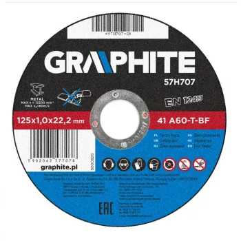   GRAPHITE Disc de tăiere pentru metal 125x1,0x22mm, 41 A60-T-BF (57H707)