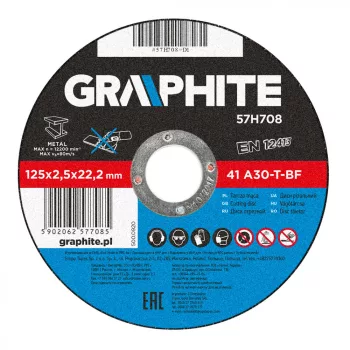   GRAPHITE Disc de tăiere pentru metal 125x2,5x22mm, 41 A30-T-BF (57H708)