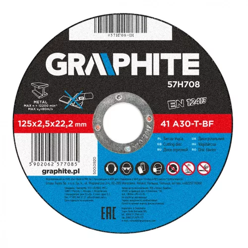 GRAPHITE Disc de tăiere pentru metal 125x2,5x22mm, 41 A30-T-BF (57H708)