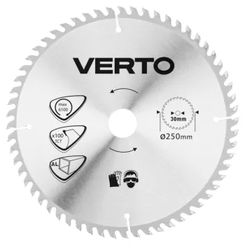   VERTO Pânză de fierăstrău circular, carbură, 250x30mm, 100 dinți, ALU (61H108)