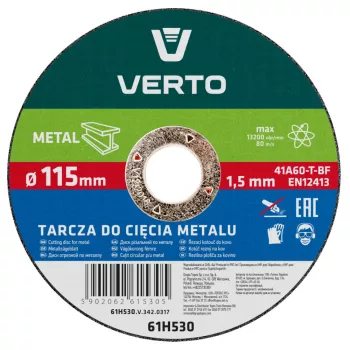 VERTO DISC DE TĂIERE PENTRU METAL 115x1.5x22MM T40 (61H530)