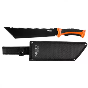   NEO Cuțit de tăiat mărăcini, 40 cm, oțel inoxidabil, mâner dublu TPR+PP, funcție de fierăstrău, lamă: 25.5 cm, cu toc (63-117)