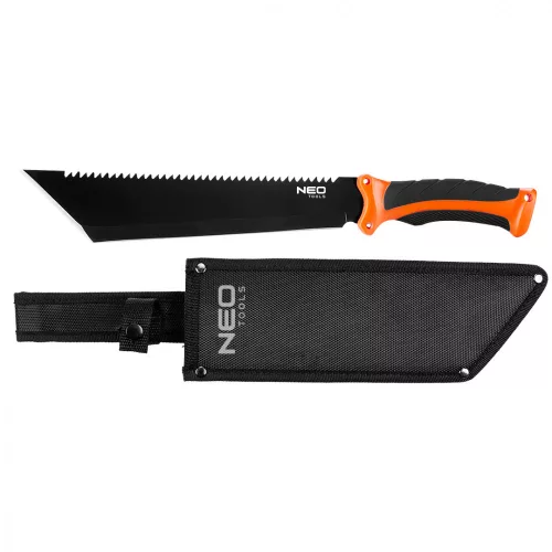 NEO Cuțit de tăiat mărăcini, 40 cm, oțel inoxidabil, mâner dublu TPR+PP, funcție de fierăstrău, lamă: 25.5 cm, cu toc (63-117)