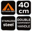 NEO Cuțit de tăiat mărăcini, 40 cm, oțel inoxidabil, mâner dublu TPR+PP, funcție de fierăstrău, lamă: 25.5 cm, cu toc (63-117)