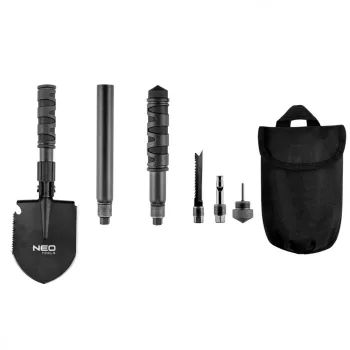   NEO Lopată multifuncțională de supraviețuire pentru camping, 63cm, lopată, fierăstrău, ciocan, deschizător de sticle, piatră de foc, cuțit, spart sticlă, fluier (63-122)