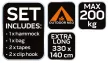 NEO Hamac 330x140 cm, nylon 210T, capacitate maximă 200kg, verde închis (63-124)