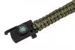 NEO Brățară de supraviețuire 5 în 1: 3.5m paracord (capacitate 250kg), piatră de aprins, busolă, cuțit, fluier, verde, lățime 26mm (63-140)