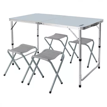   NEO Masă de camping cu 4 scaune, pliabilă, în toc (63-159)