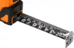 NEO Bandă de măsurat 5m/19mm, arc întărit, oțel, bandă neagră cu scară mărită albă, magnetică, autostop + fixare (67-242)