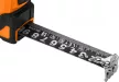 NEO Bandă de măsurat 7,5m/25mm, arc întărit, oțel, bandă neagră cu scară mărită albă, magnetică, autostop + fixare (67-244)