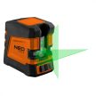 NEO Nivelator laser cu cruce, LASER VERDE!, auto-aliniere, 20m, cu suport magnetic (75-107)