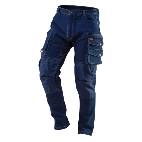 NEO Pantaloni de lucru din blugi, 98% bumbac, întărire la genunchi, 255 g/m², M (81-228-M)