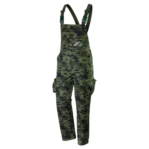 NEO Salopetă de lucru cu bretele camuflaj, 60% bumbac, 40% poliester, 255 g/m², XL (81-241-XL)