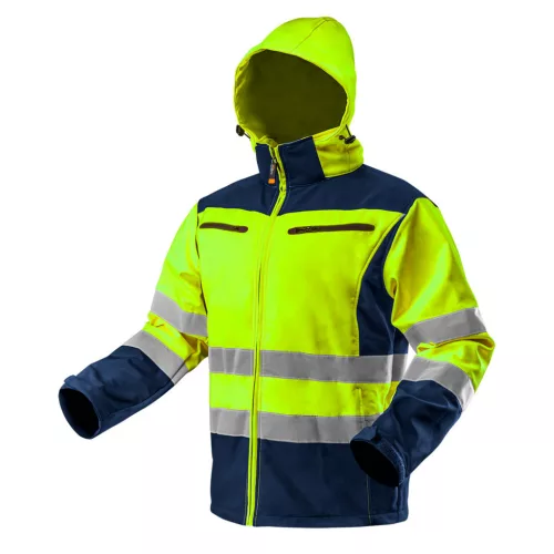 NEO Jachetă de lucru vizibilă, softshell, cu glugă, galbenă, XL (81-700-XL)