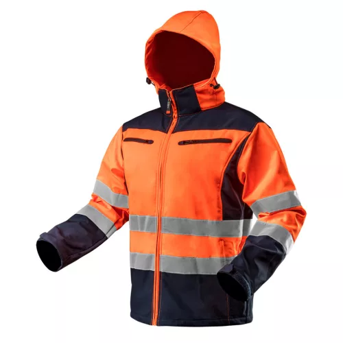 NEO Jachetă de lucru vizibilă, softshell, cu glugă, portocalie, XL (81-701-XL)