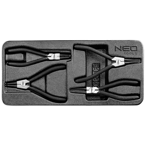 NEO Set clește pentru inele de siguranță, 4buc., cu tavă pentru caruciorul de atelier (84-240)