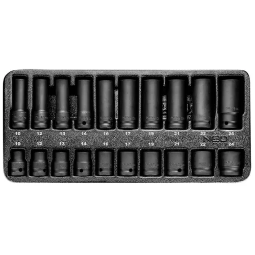 NEO Set chei pentru mașini 1/2", 20buc., 10-24mm, cu tavă pentru caruciorul de atelier (84-241)