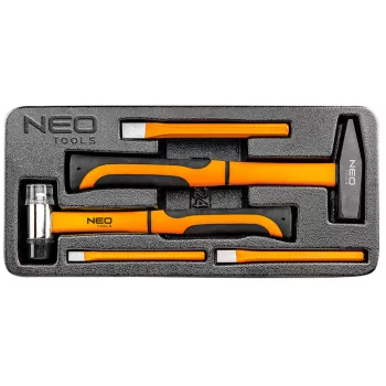   NEO Set ciocane și dălti, 5buc., cu tavă pentru caruciorul de atelier (84-242)