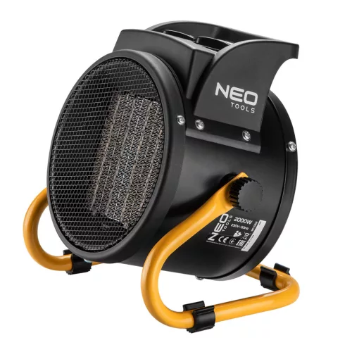 NEO Radiator PTC electric industrial cu ceramică 2kW, două trepte, unghi ajustabil, mâner detașabil, 197 m3/h (90-062)