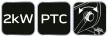 NEO Radiator PTC electric industrial cu ceramică 2kW, două trepte, unghi ajustabil, mâner detașabil, 197 m3/h (90-062)