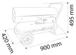 NEO Încălzitor pe bază de combustibil diesel, 30kW, 34l, consum: 2.8l/h, performanță: 750 m3/h, cu roți (90-081)