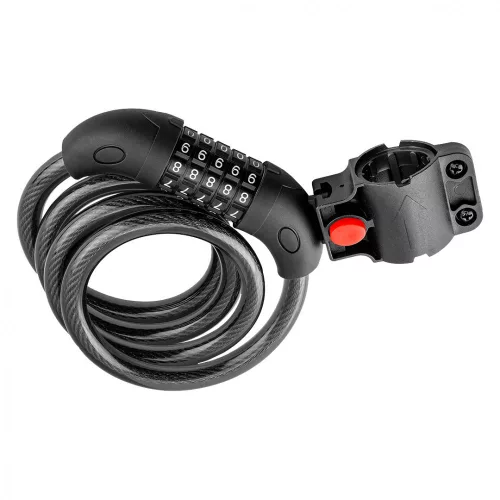 NEO Antifurt bicicletă cu cod, 120cm, 12mm, montabil pe cadru (91-007)