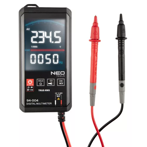 NEO MULTIMETRU Digital, AC V, DC V, AC A, DC A, Rezistență, Temperatură (94-004)