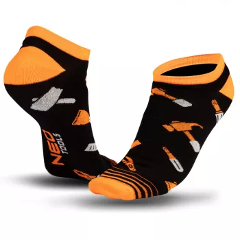   NEO Șosete de lucru, 80% bumbac, cu model unelte 39-42, portocaliu/negru, Neo (GD030)