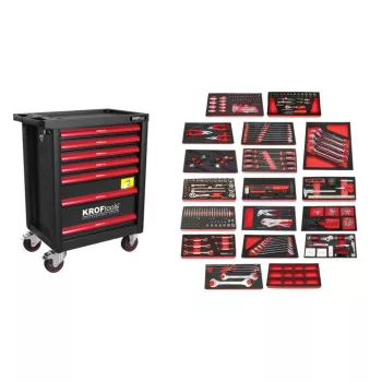   KROFtools Cărucior scule 7 sertare 352 piese – negru (8353PRE)