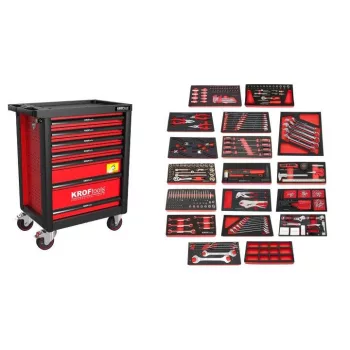   KROFtools Cărucior scule 7 sertare 352 piese – roșu (8353VER)