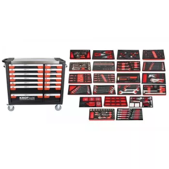   KROFtools Dulap scule (cărucior atelier) 14 sertare, 353 piese (8354)