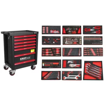   KROFtools Cărucior scule 7 sertare 236 piese, negru (8500PRE)
