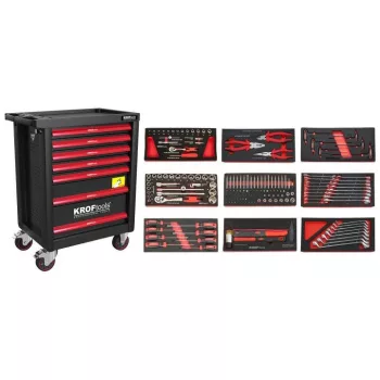   KROFtools Cărucior scule 7 sertare 173 piese, negru (8501PRE)