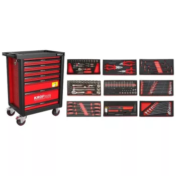   KROFtools Cărucior scule 7 sertare 173 piese, roșu (8501VER)