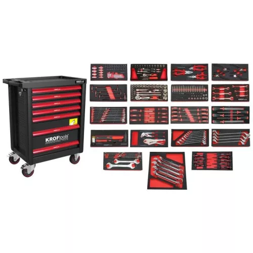 KROFtools Cărucior scule 7 sertare, 267 piese (8502PRE)