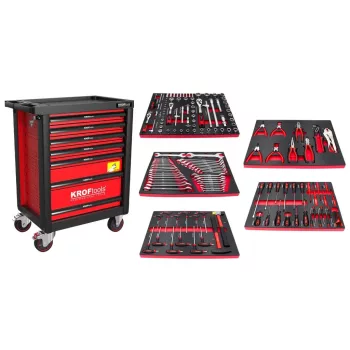   KROFtools cărucior pentru scule, echipat cu 160 de scule, 7 sertare (8622)