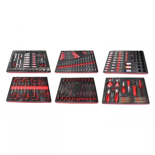 KROFtools Set tăvi pentru cărucior scule, 236 piese pentru 6 sertare (86236)