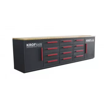   KROFtools Dulap atelier scule cu 12 sertare + banc de lucru, 2,85 m (8670)