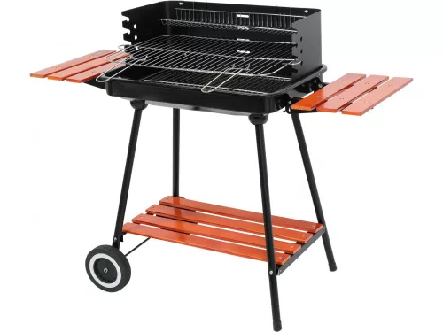 LUND cărucior grill de grădină cu rafturi din lemn 53x33 cm (99911)